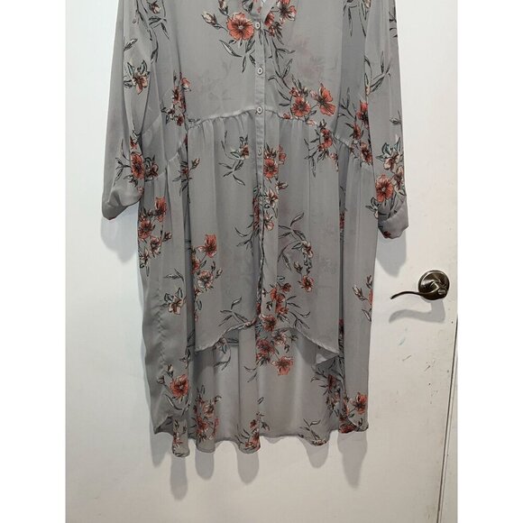 Torrid Tunic Top Womens 4x Floral Sheer High-Low Button-Front - Picture 3 of 8